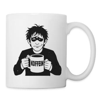 Koffeinheld: Kaffee-Liebe im Schwarzweiß - Tasse - Weiß - Rechts