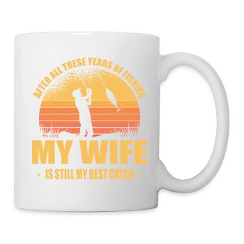 Épouse et tenue de pêcheur drôle de pêcheur - Mug blanc - blanc - Droite
