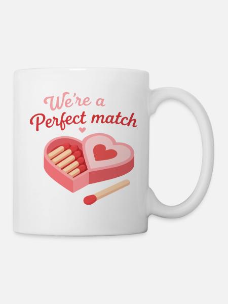 Perfekt passendes Herz-Bonbon-Liebesdesign - Tasse - Weiß