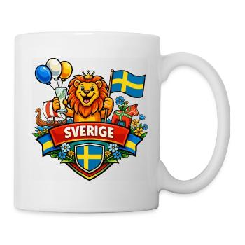 Schwedens fröhliches Logo - Tasse - Weiß - Rechts
