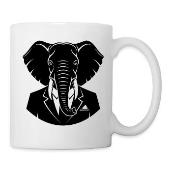Elephant in Suit – Business Animal Motif - Mug - white - Right