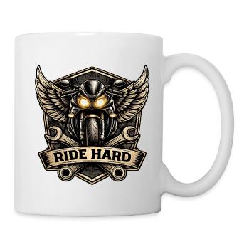 RIDE HARD motorcycle logo with wings - Mug - white - Right