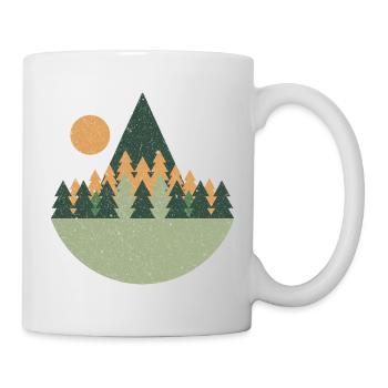 Wald Berge Natur Vintage Retro Berge Tannenbaum - Tasse - Weiß - Rechts