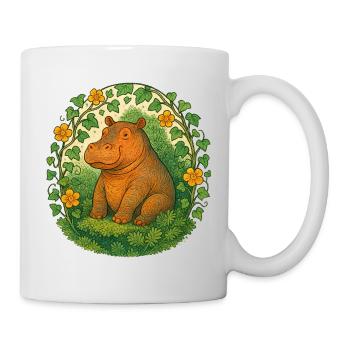 Verspieltes Nilpferd im Ivy Circle - Tasse - Weiß - Rechts