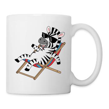 Zebra in deck chair with sunglasses - Mug - white - Right
