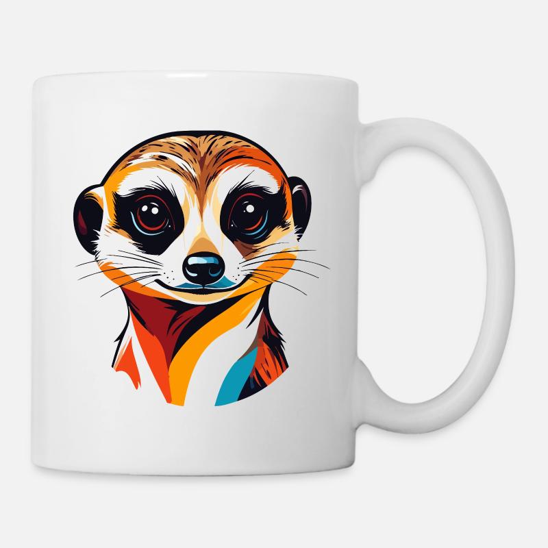 Bunter Erdmännchen Kopf Illustration - Tasse - Weiß
