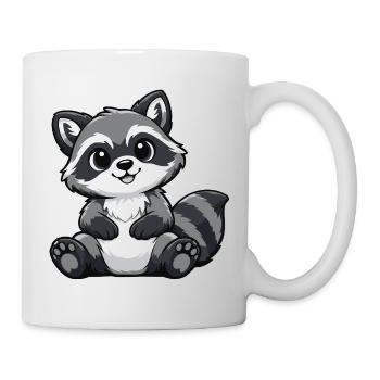 Cute raccoon motif in cartoon style - Mug - white - Right