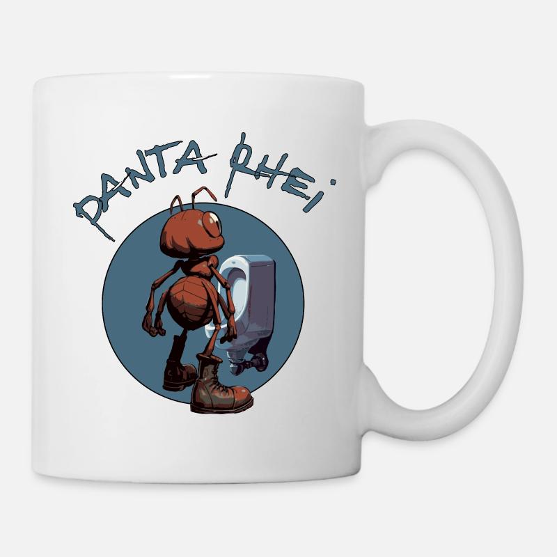 Panta rhei - ant in front of urinal - everything flows - Mug - white