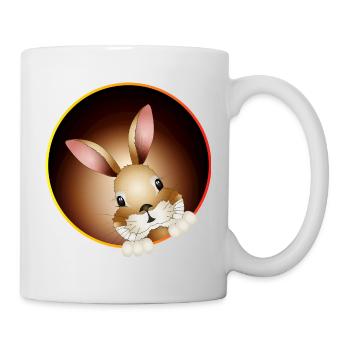Un lapin curieux sort du terrier du lapin - Mug blanc - blanc - Droite