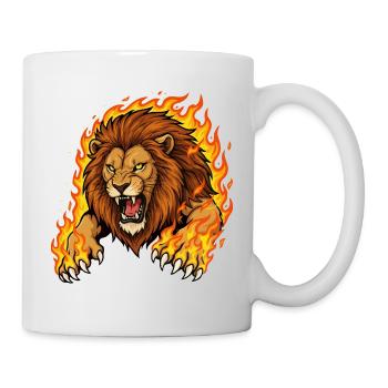 Löwe in Flammen - Tasse - Weiß - Rechts