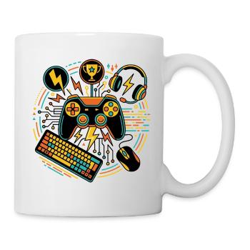 Neon Gaming Controller Motiv - Tasse - Weiß - Rechts