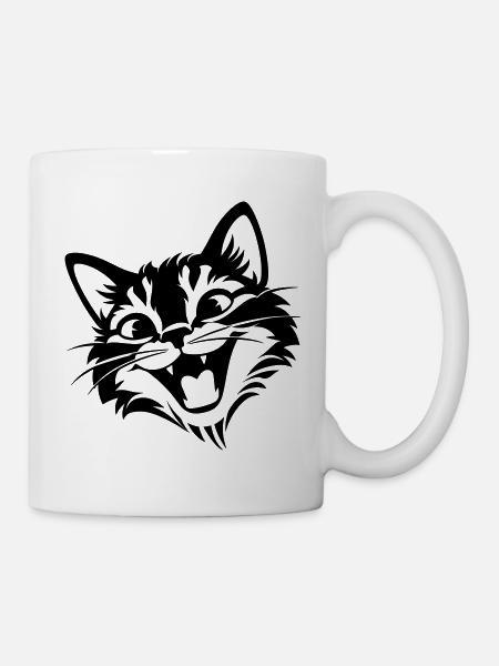 Laughing Cat | Funny Cats T-Shir - Mug - white