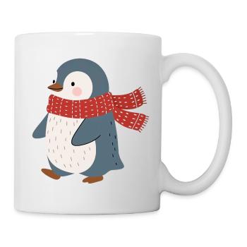Penguin with red winter scarf - Mug - white - Right