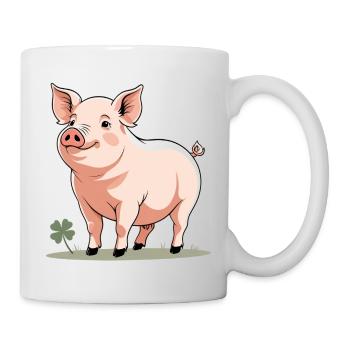 Cuddly Spring Pig Cartoon - Mug - white - Right