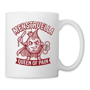 Menstruella Queen of Pain – Lustiges Perioden Desi - Tasse - Weiß - Rechts
