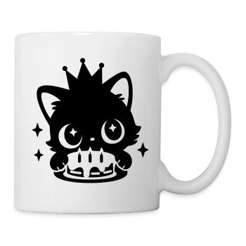 Birthday Cat with Crown | Cute Party Motif - Mug - white - Right