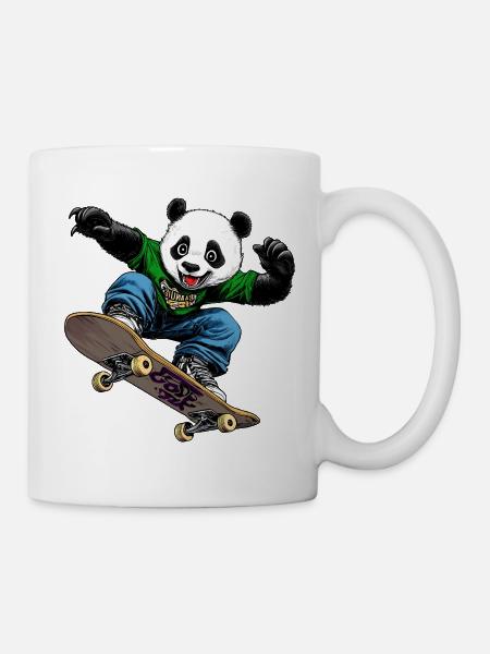 Pandabär Skateboarder - Tasse - Weiß