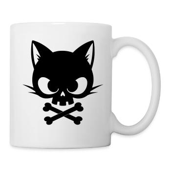 Crâne de chat avec os | Icône gothique mignonne - Mug blanc - blanc - Droite