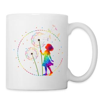 Regenbogen Mädchen mit Pusteblume - Tasse - Weiß - Rechts