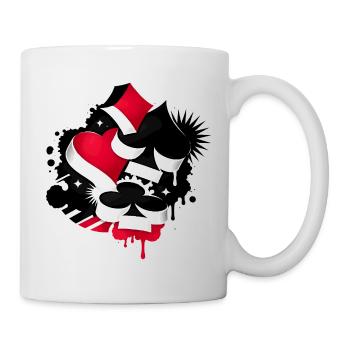 Poker Karten & Würfel Casino Illustration  - Tasse - Weiß - Rechts