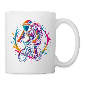 Neon Astronaut auf Fahrrad, MTB, Mountainbike - Tasse - Weiß - Rechts