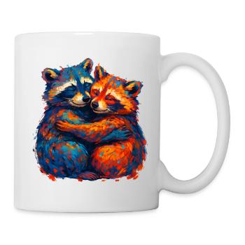 Câlin coloré de raton laveur - Mug blanc - blanc - Droite