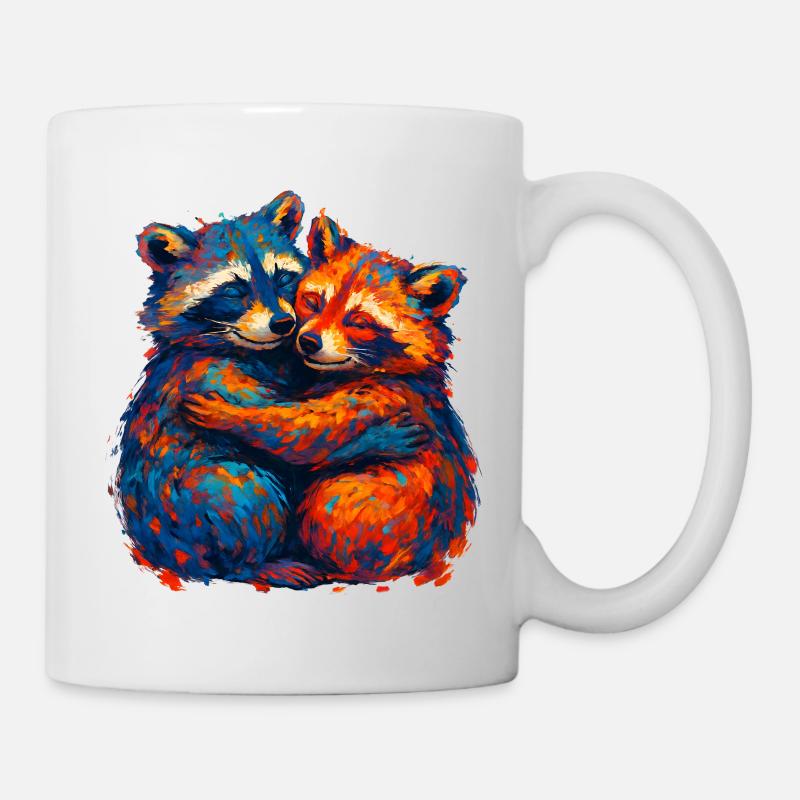 Colorful raccoon hug - Mug - white