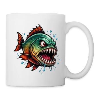 Chasseur en haute mer Piranha - Mug blanc - blanc - Droite