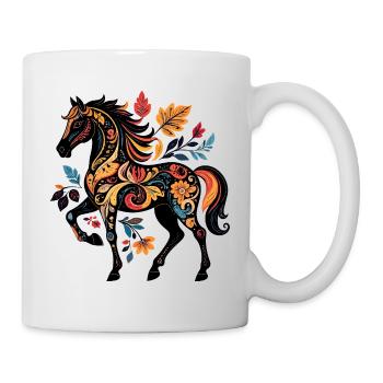 Ornamental horse with leaf patterns - Mug - white - Right