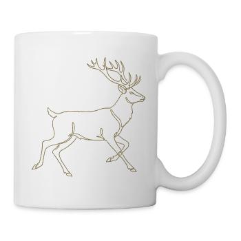 Minimalistische Hirsch Silhouette Geweih Rotwild - Tasse - Weiß - Rechts