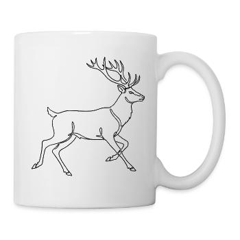 Minimalistische Hirsch Silhouette Geweih Rotwild - Tasse - Weiß - Rechts