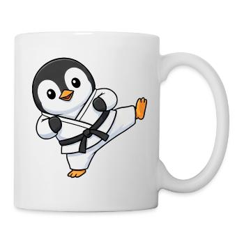 Cute Penguin Karate Martial Artist Cartoon Chibi - Mug - white - Right