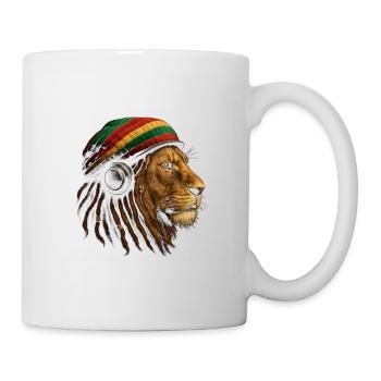 Lion avec un casque rastafari - Mug blanc - blanc - Droite