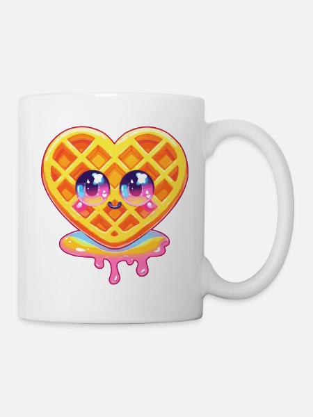 Kawaii Waffelherz Farbglanz - Tasse - Weiß