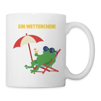 Frosch Strandurlaub mit Cocktail. Geiles Wetter! - Tasse - Weiß - Rechts