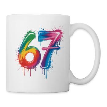 Sechs-Sieben-Farb-Spritzer - Tasse - Weiß - Rechts