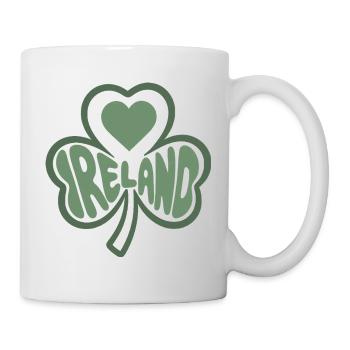 Ireland, Ireland Shamrock with Heart - Mug - white - Right