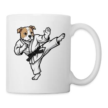 Süßer Pitbull Karate Hund Kampfsport Cartoon - Tasse - Weiß - Rechts