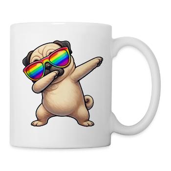Dessin animé de chien mignon en train de faire du dab avec des lunettes de soleil en été - Mug blanc - blanc - Droite