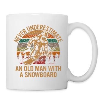 Unterschätze niemals einen alten Mann mit einem Snowboard - Tasse - Weiß - Rechts