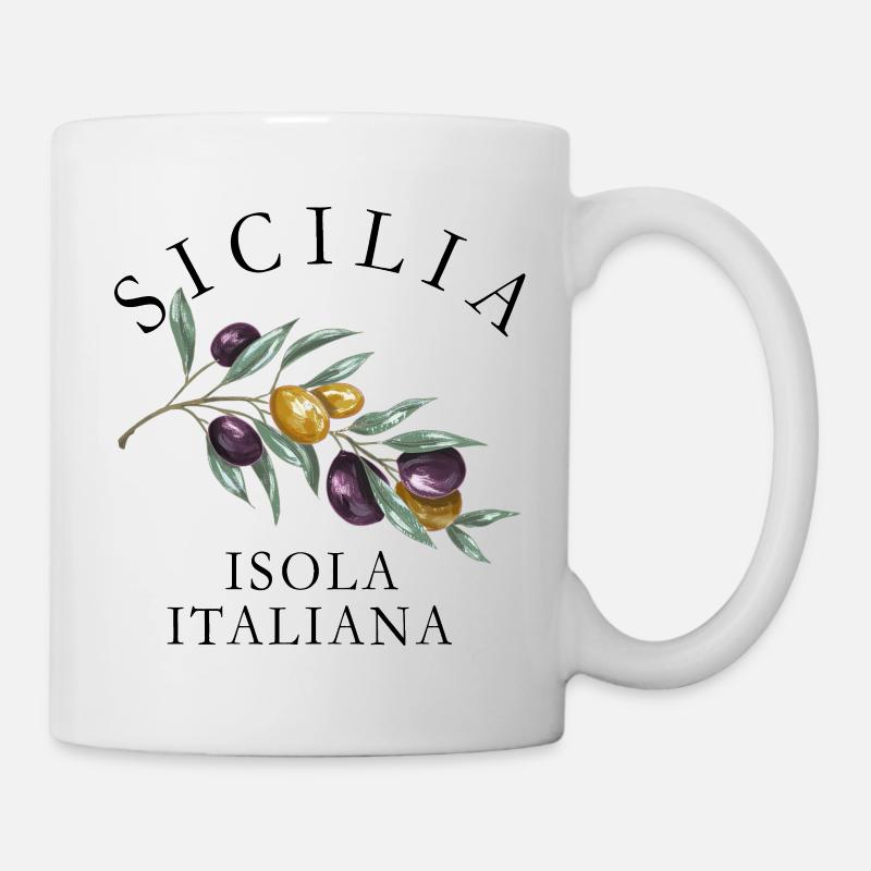 Sicilia Isola Italiana Olive Design Chic - Mug blanc - blanc