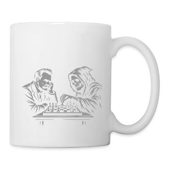 Nietzsche plays chess against skeleton - Mug - white - Right