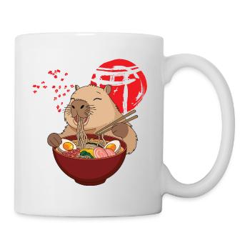 Capybara Eats Ramen Soup Cute Funny - Mug - white - Right