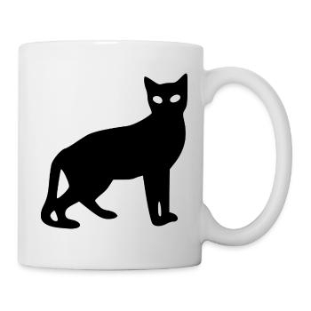 schwarze Katze Silhouette Geschenk Katzenliebhaber - Tasse - Weiß - Rechts