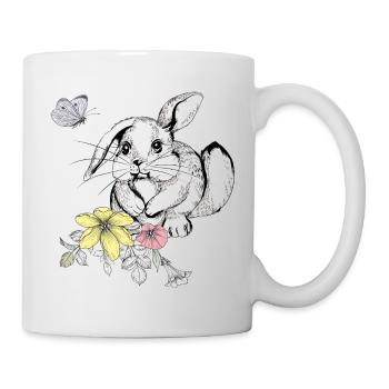 Rabbit in a flower meadow - Mug - white - Right