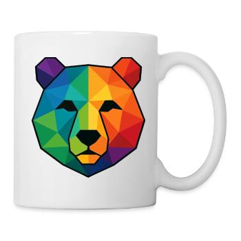 Bunte Pop-Art-Low-Poly-Bär - Tasse - Weiß - Rechts