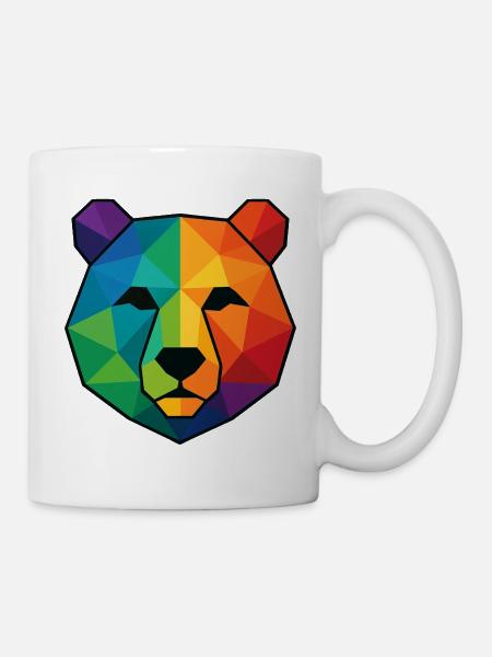 Bunte Pop-Art-Low-Poly-Bär - Tasse - Weiß
