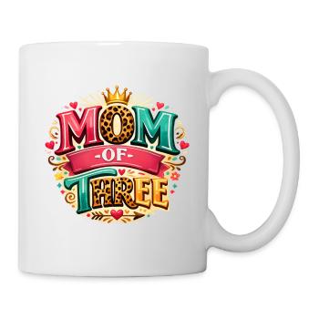 MOM of THREE! Krone, Leo Liebe, Personalisierbar - Tasse - Weiß - Rechts