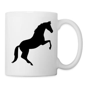 Pferde Silhouetten schwarz Geschenk Reiter - Tasse - Weiß - Rechts