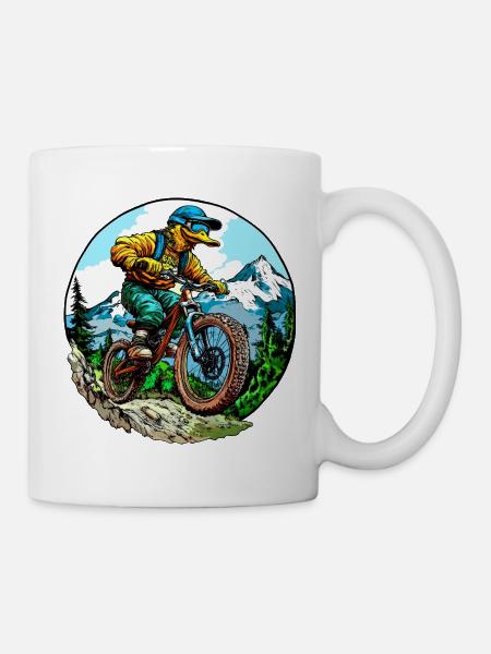 Mountainbike Ente - Tasse - Weiß